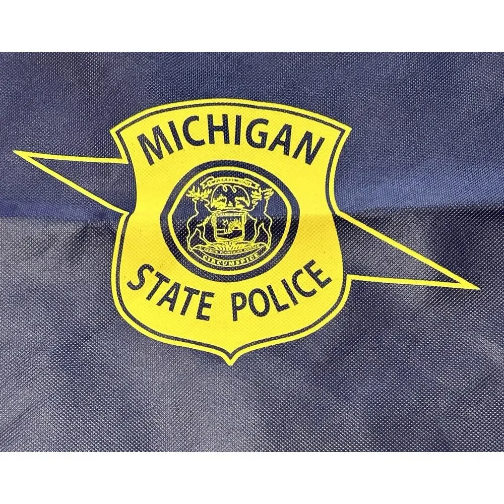 Michigan State Police Drawstring Backpack Blue Bag MSP Shield Logo Collectible